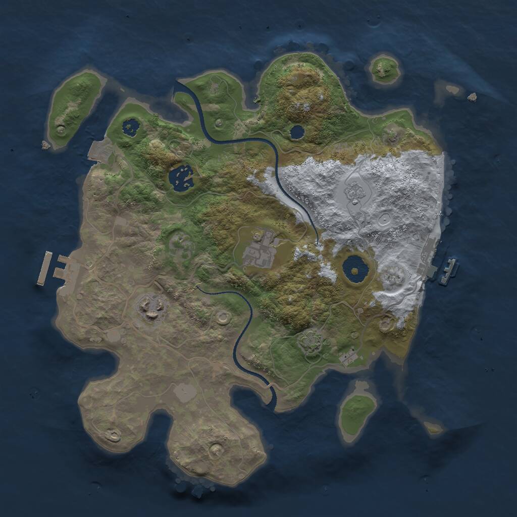 Rust Map: Procedural Map, Size: 3000, Seed: 28998, 8 Monuments