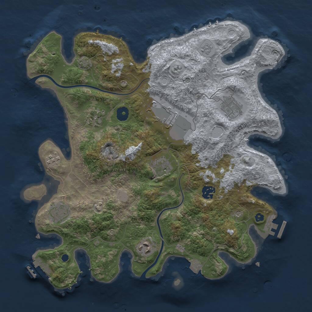 Rust Map: Procedural Map, Size: 3500, Seed: 48764113, 14 Monuments