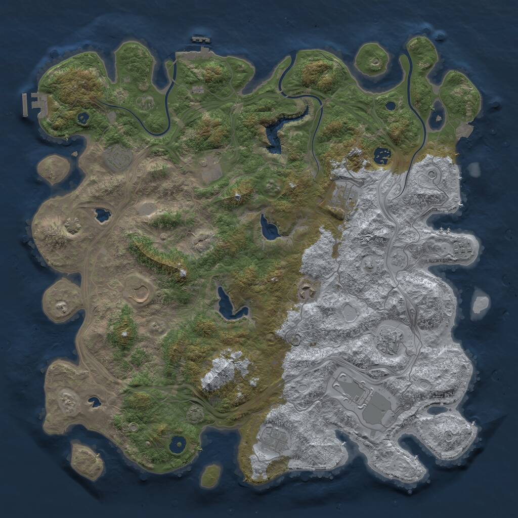 Rust Map: Procedural Map, Size: 4500, Seed: 428063269, 16 Monuments