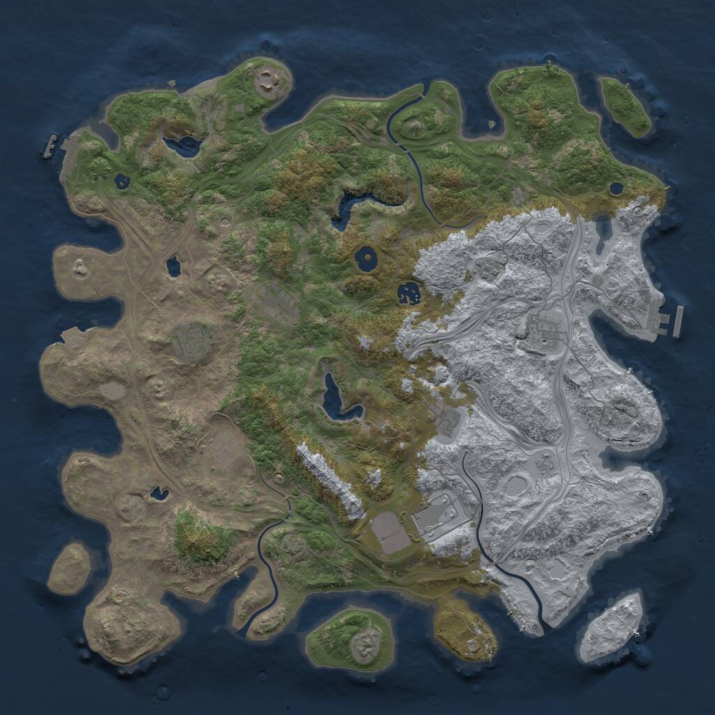 Rust Map: Procedural Map, Size: 4500, Seed: 1345864667, 15 Monuments