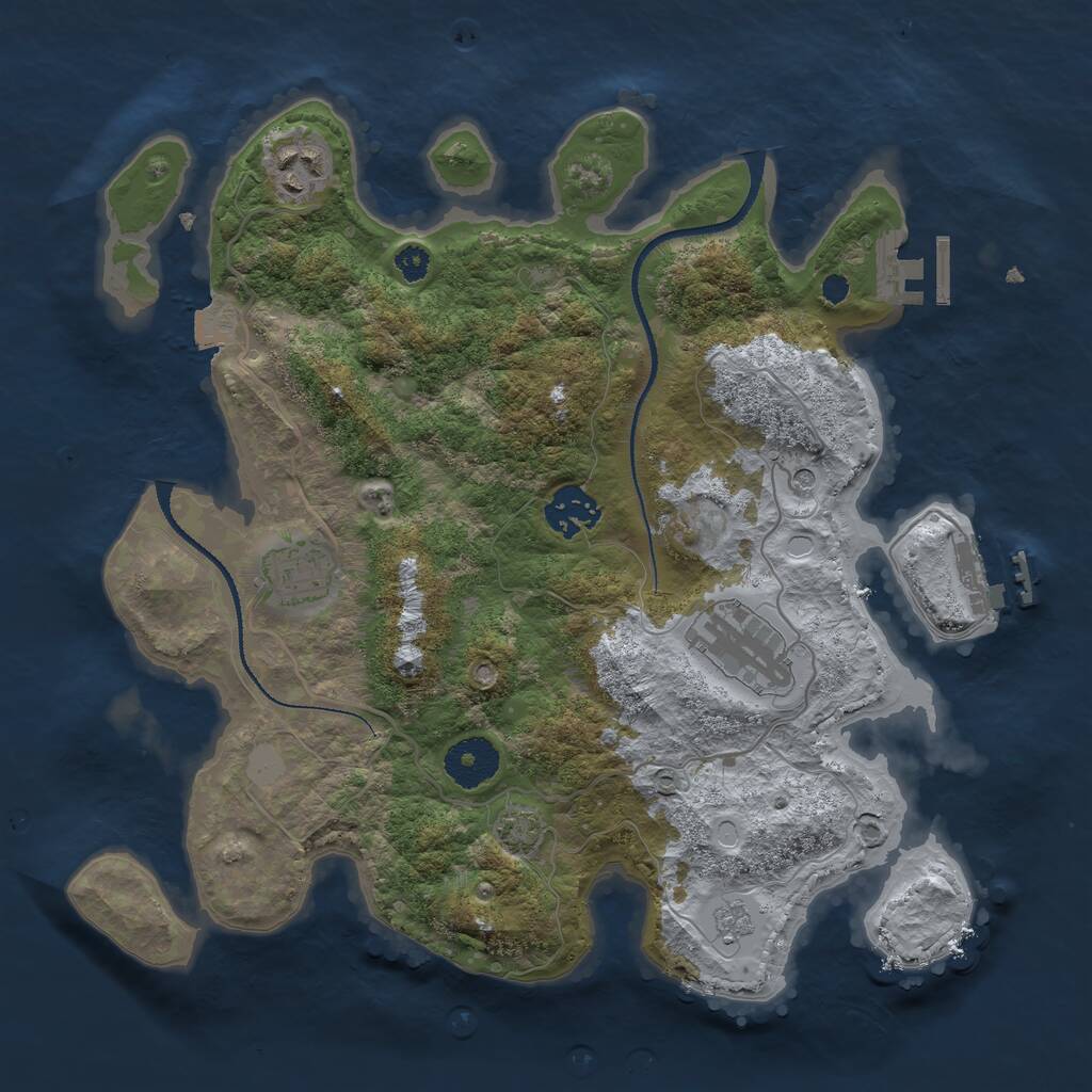 Rust Map: Procedural Map, Size: 3200, Seed: 712892347, 10 Monuments