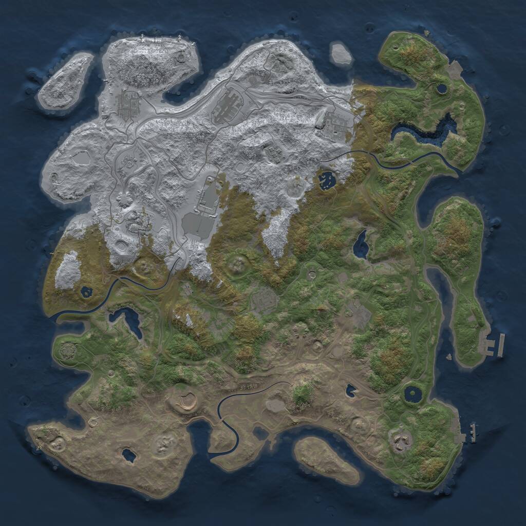 Rust Map: Procedural Map, Size: 4500, Seed: 245214834, 17 Monuments