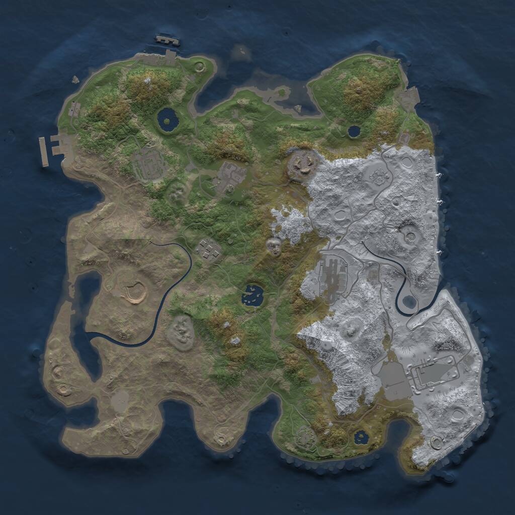 Rust Map: Procedural Map, Size: 3500, Seed: 507406578, 14 Monuments