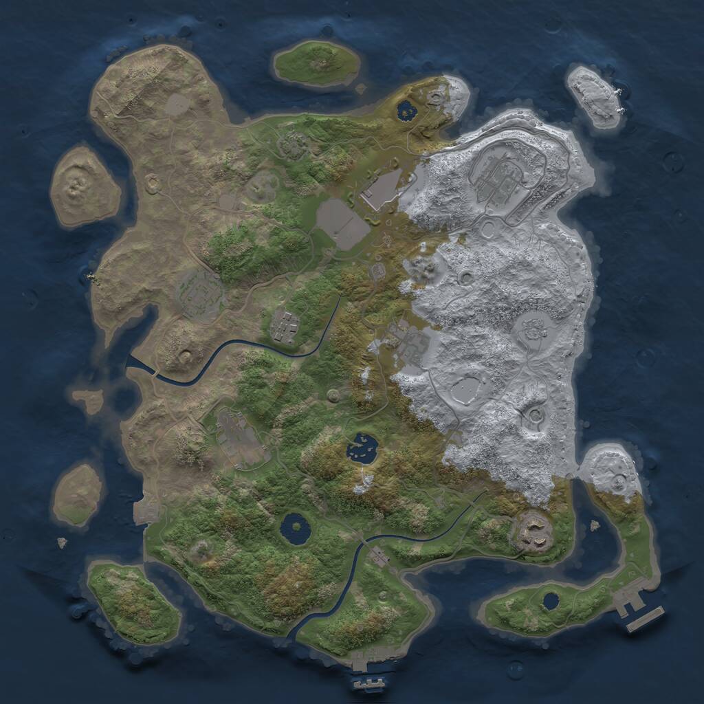 Rust Map: Procedural Map, Size: 3500, Seed: 861190346, 14 Monuments