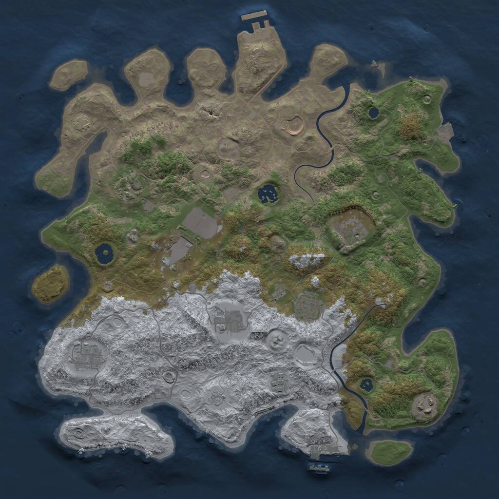 Rust Map: Procedural Map, Size: 3900, Seed: 594278658, 16 Monuments