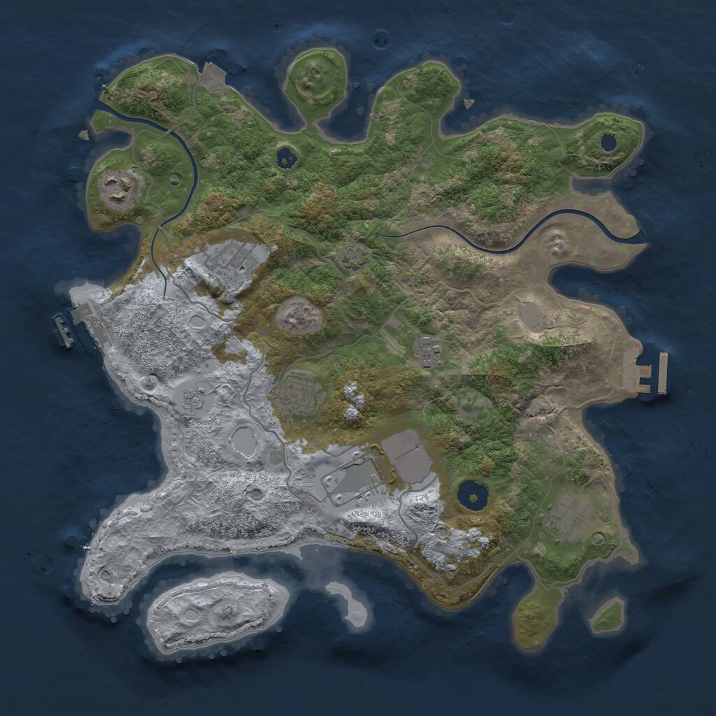 Rust Map: Procedural Map, Size: 3500, Seed: 569366462, 11 Monuments