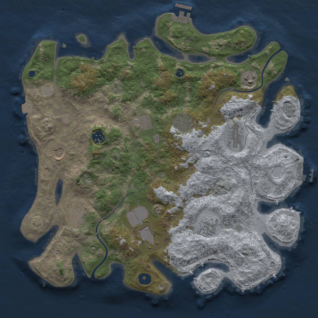 Rust Map: Procedural Map, Size: 3850, Seed: 1517665984, 16 Monuments