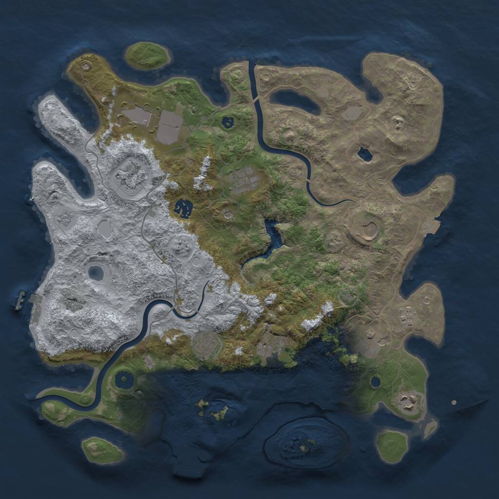 Rust Map: Procedural Map, Size: 4000, Seed: 1136381957, 16 Monuments