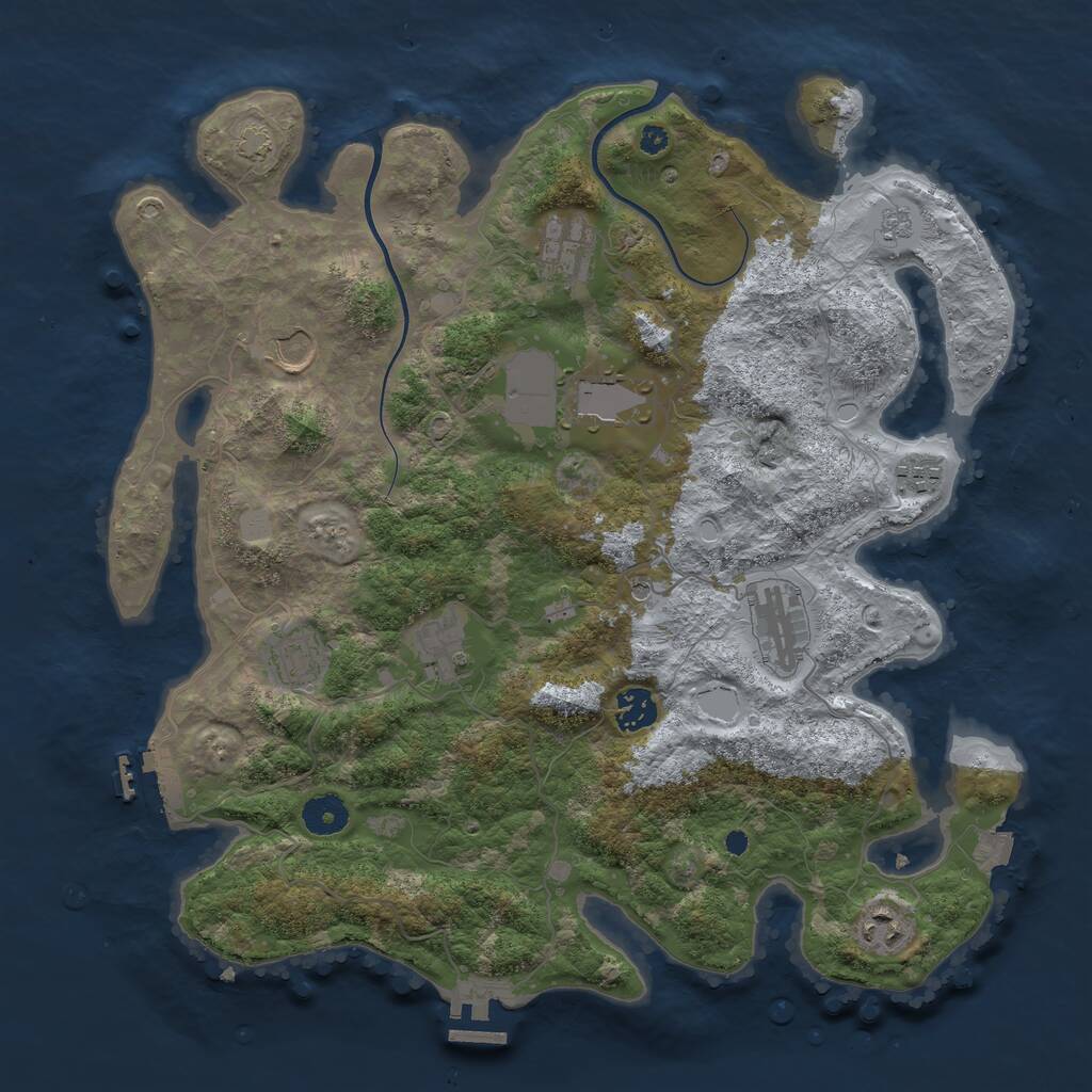 Rust Map: Procedural Map, Size: 3800, Seed: 894625240, 15 Monuments