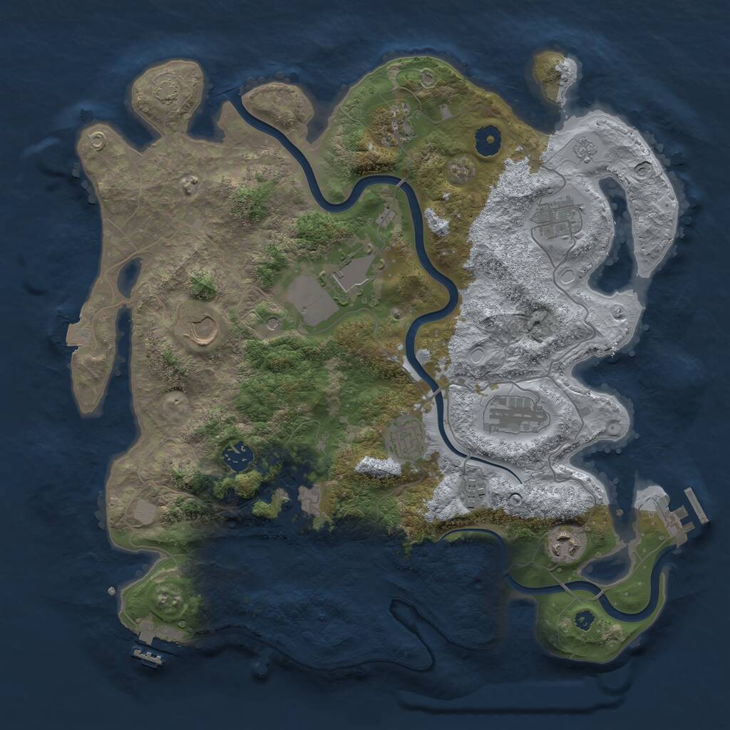 Rust Map: Procedural Map, Size: 3800, Seed: 894625240, 16 Monuments