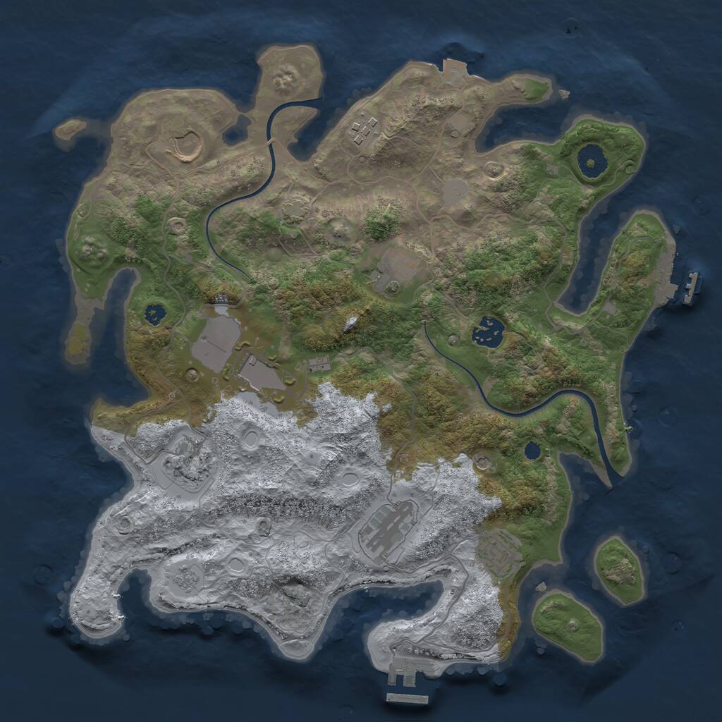 Rust Map: Procedural Map, Size: 3500, Seed: 818767772, 14 Monuments