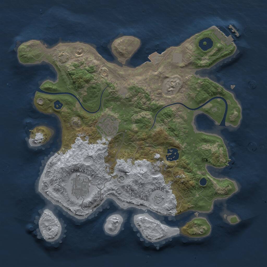 Rust Map: Procedural Map, Size: 3000, Seed: 1981090640, 8 Monuments