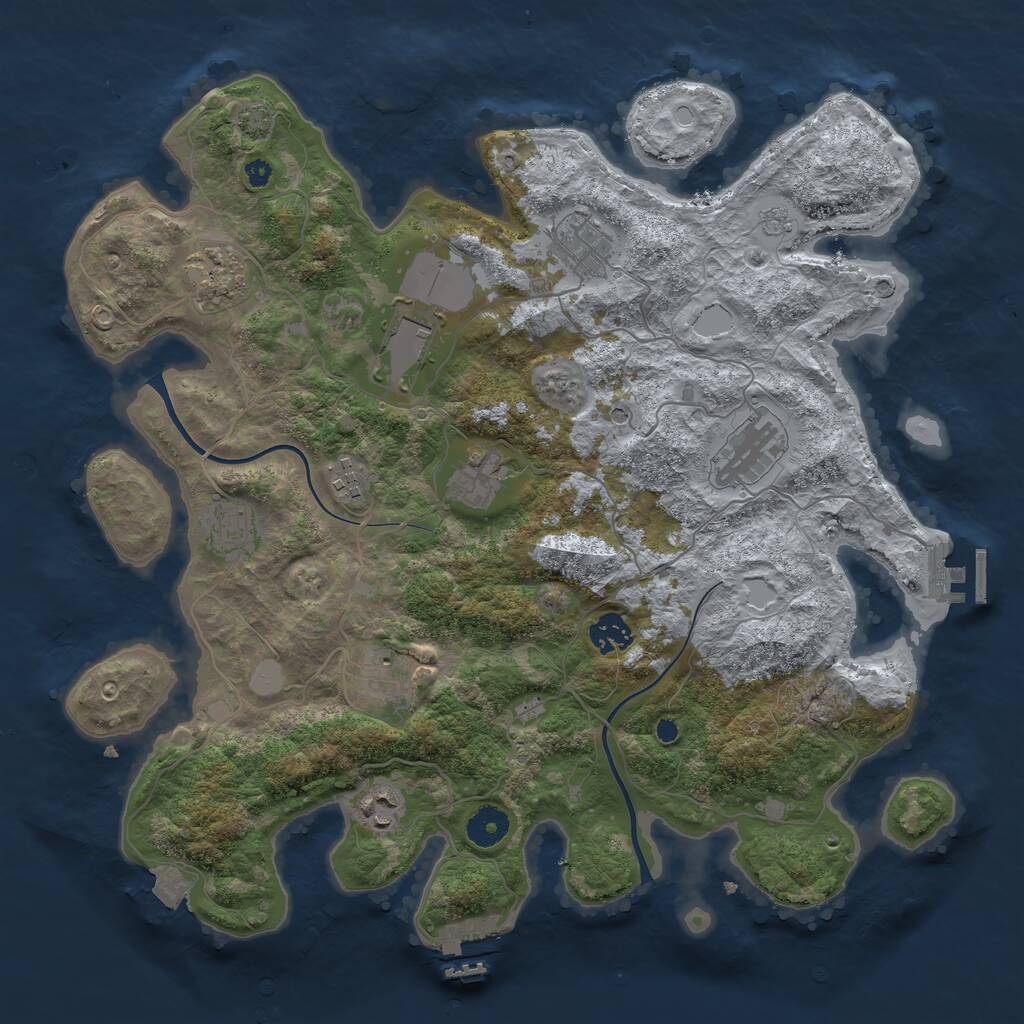 Rust Map: Procedural Map, Size: 3800, Seed: 23888194, 16 Monuments