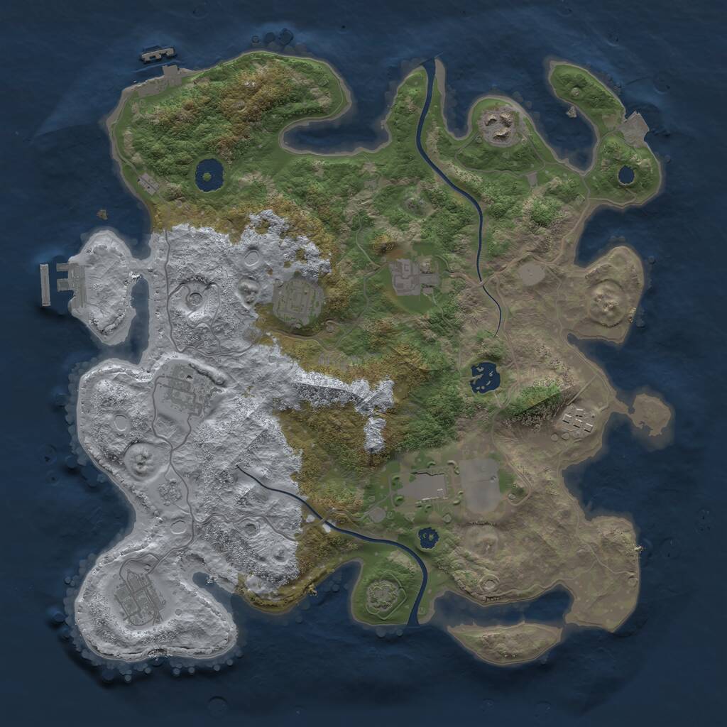 Rust Map: Procedural Map, Size: 3500, Seed: 181564129, 14 Monuments