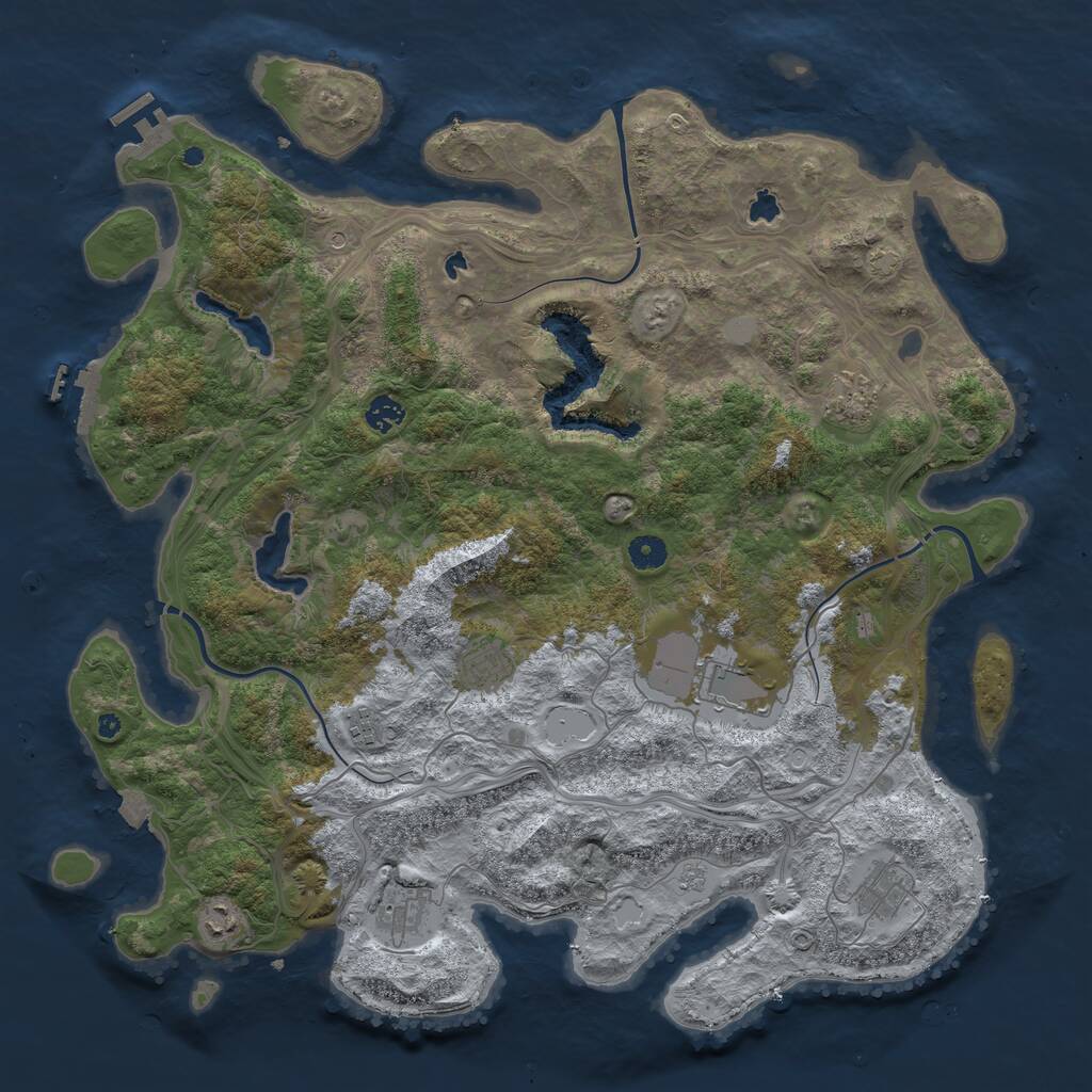 Rust Map: Procedural Map, Size: 4500, Seed: 501386154, 14 Monuments