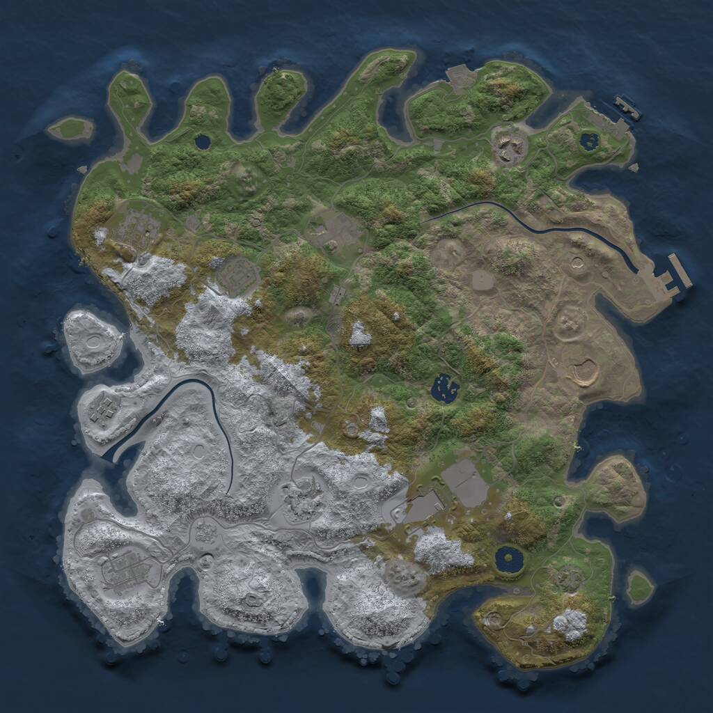 Rust Map: Procedural Map, Size: 3850, Seed: 1058960668, 16 Monuments