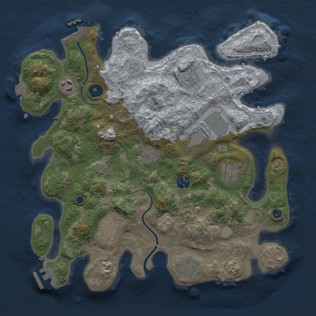 Rust Map: Procedural Map, Size: 3500, Seed: 1112508729, 15 Monuments