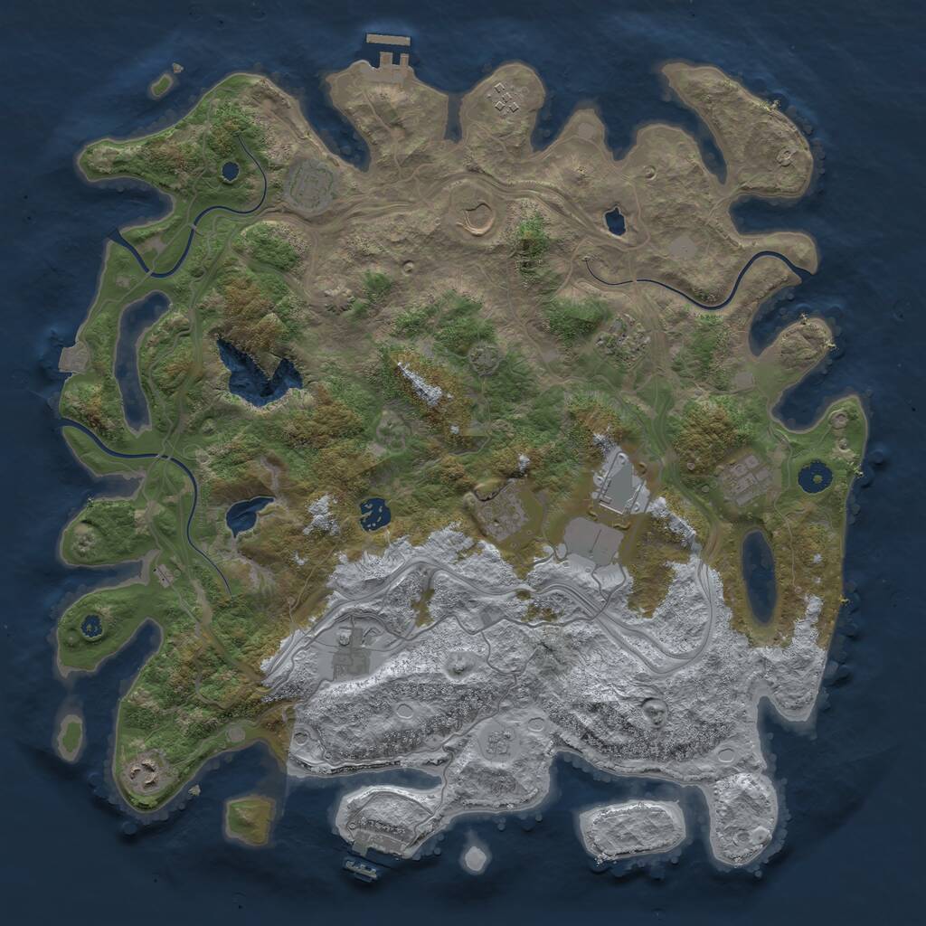 Rust Map: Procedural Map, Size: 4300, Seed: 904207, 16 Monuments