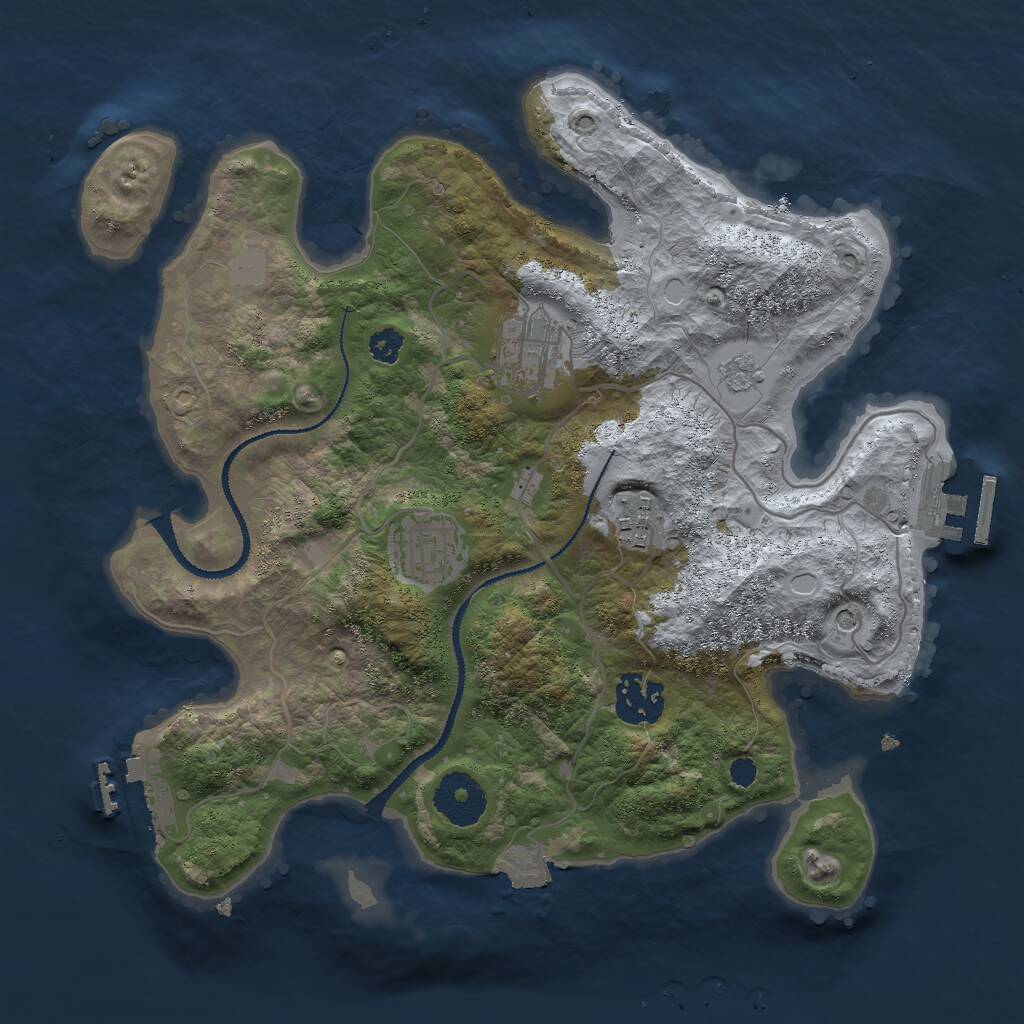 Rust Map: Procedural Map, Size: 3000, Seed: 2054373690, 9 Monuments