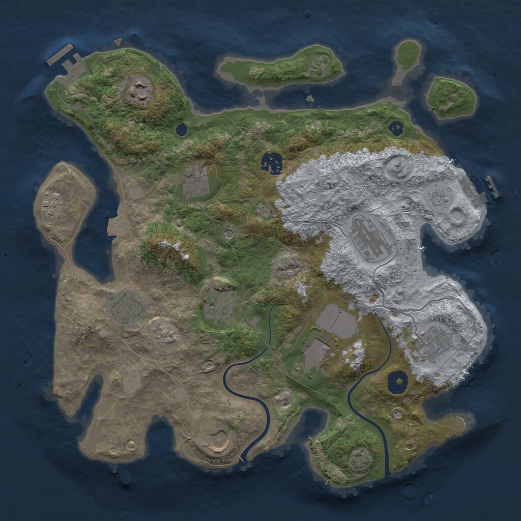 Rust Map: Procedural Map, Size: 3500, Seed: 162057695, 16 Monuments