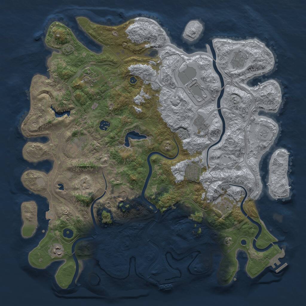 Rust Map: Procedural Map, Size: 4500, Seed: 844078415, 17 Monuments