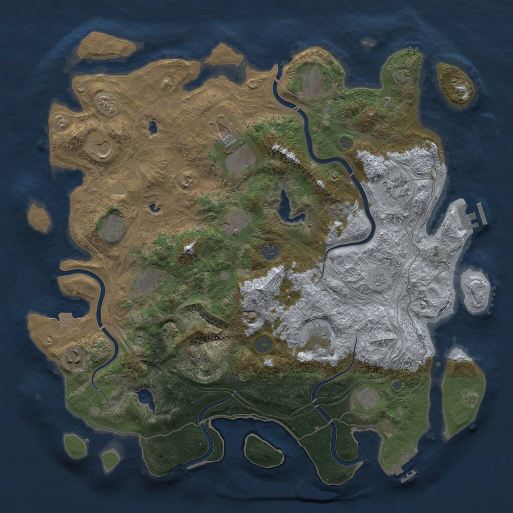 Rust Map: Procedural Map, Size: 4500, Seed: 531575, 17 Monuments