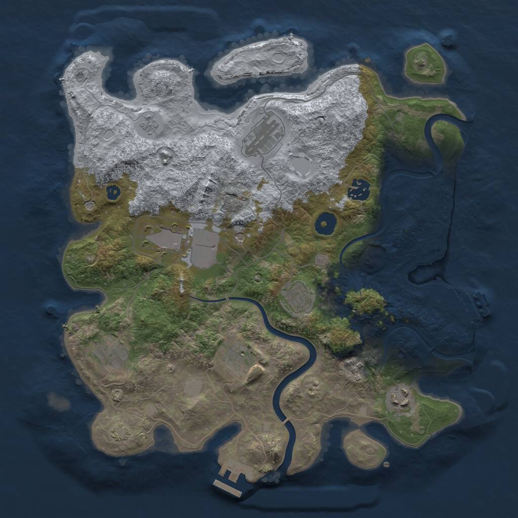 Rust Map: Procedural Map, Size: 3500, Seed: 739038160, 14 Monuments