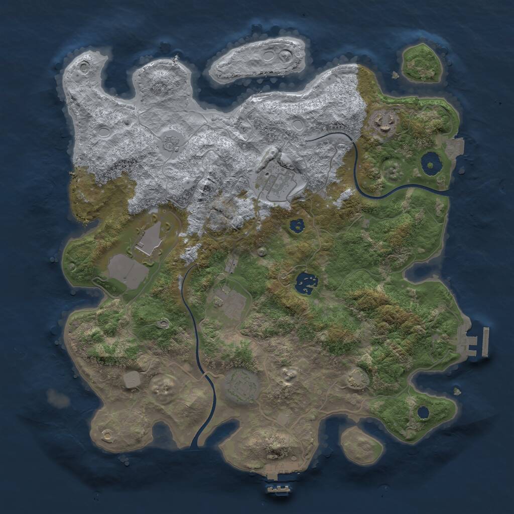 Rust Map: Procedural Map, Size: 3500, Seed: 739038160, 11 Monuments