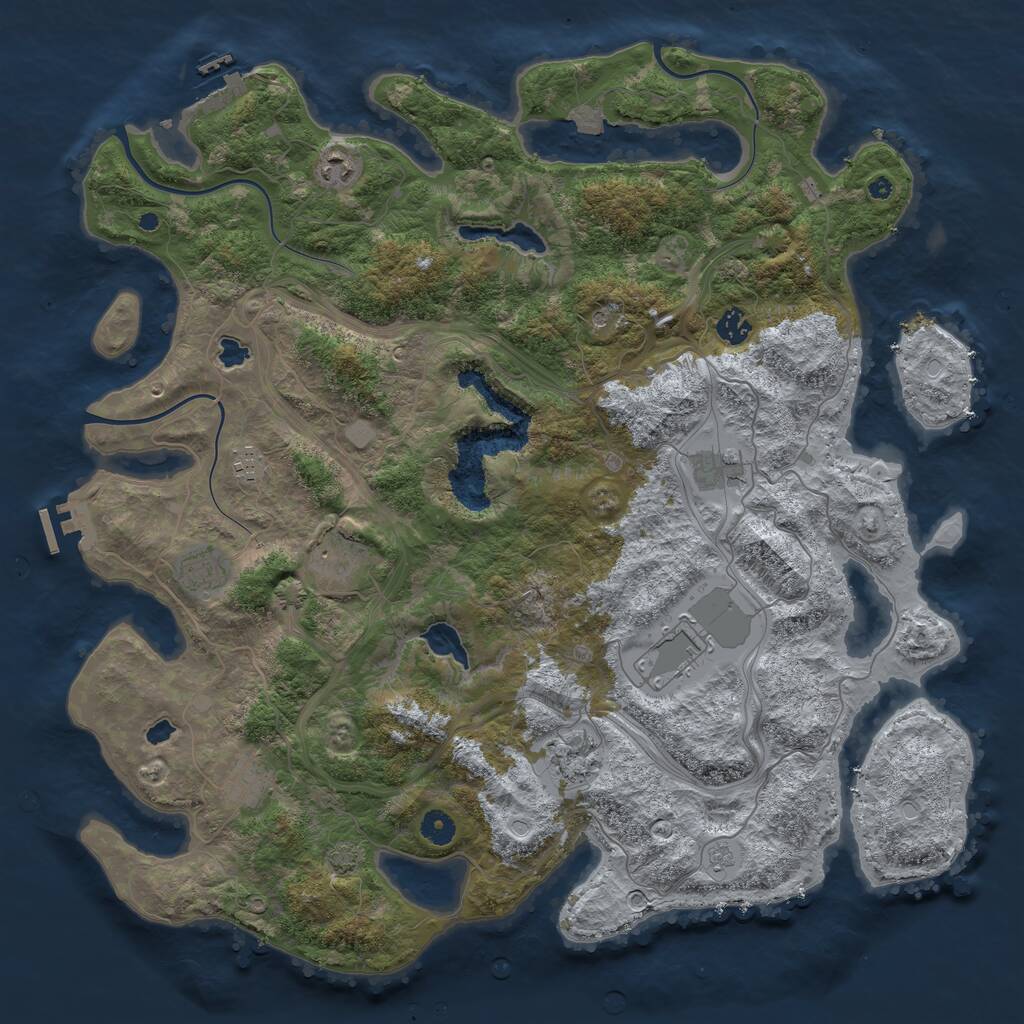 Rust Map: Procedural Map, Size: 4500, Seed: 353734280, 15 Monuments