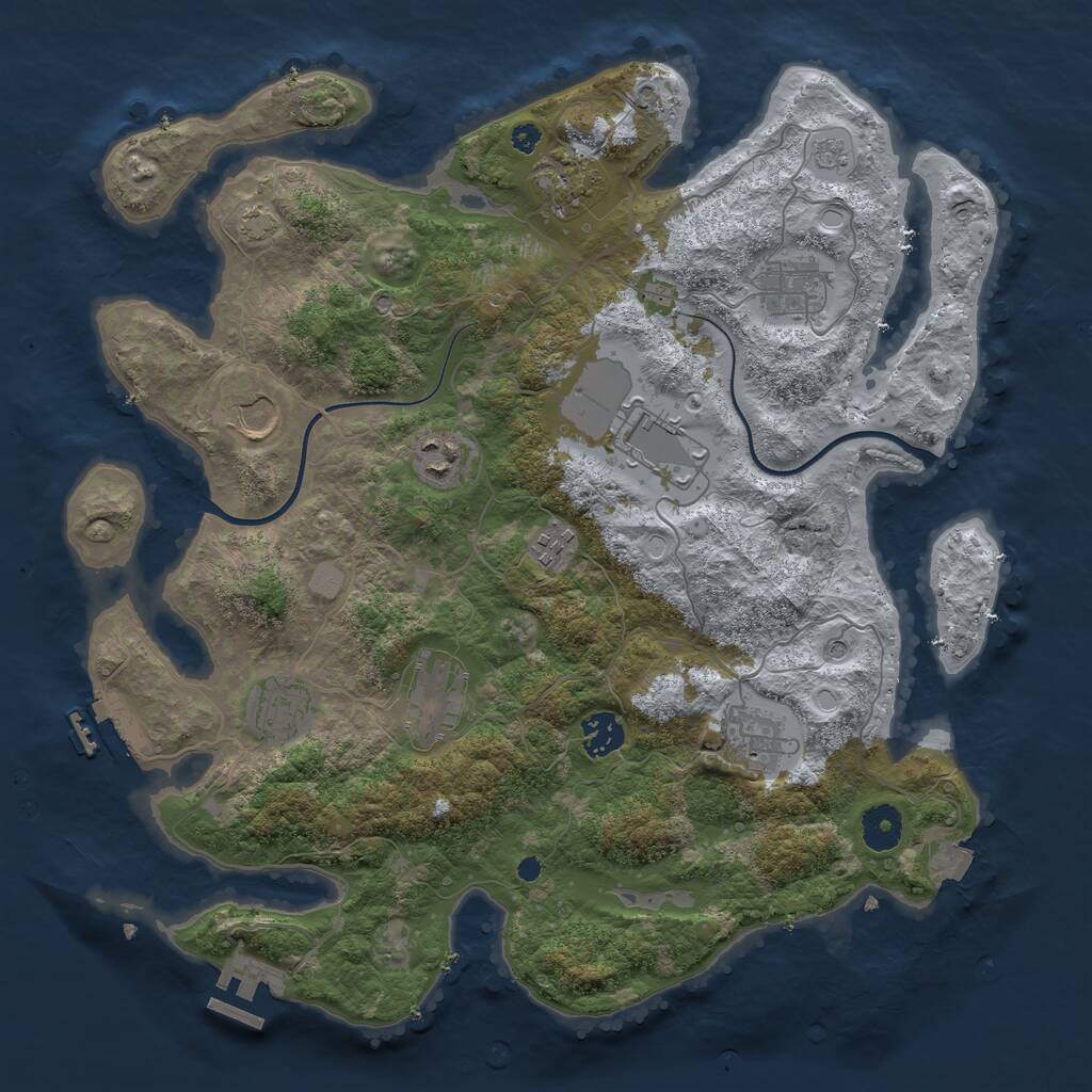 Rust Map: Procedural Map, Size: 3750, Seed: 22425584, 16 Monuments