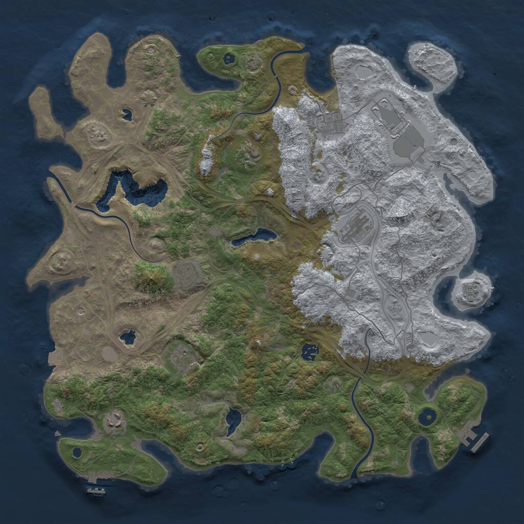 Rust Map: Procedural Map, Size: 4500, Seed: 1107601269, 15 Monuments