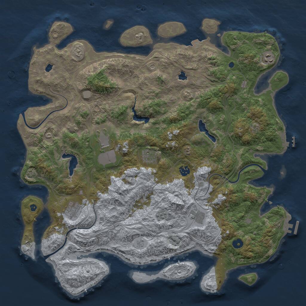 Rust Map: Procedural Map, Size: 4500, Seed: 54581071, 13 Monuments