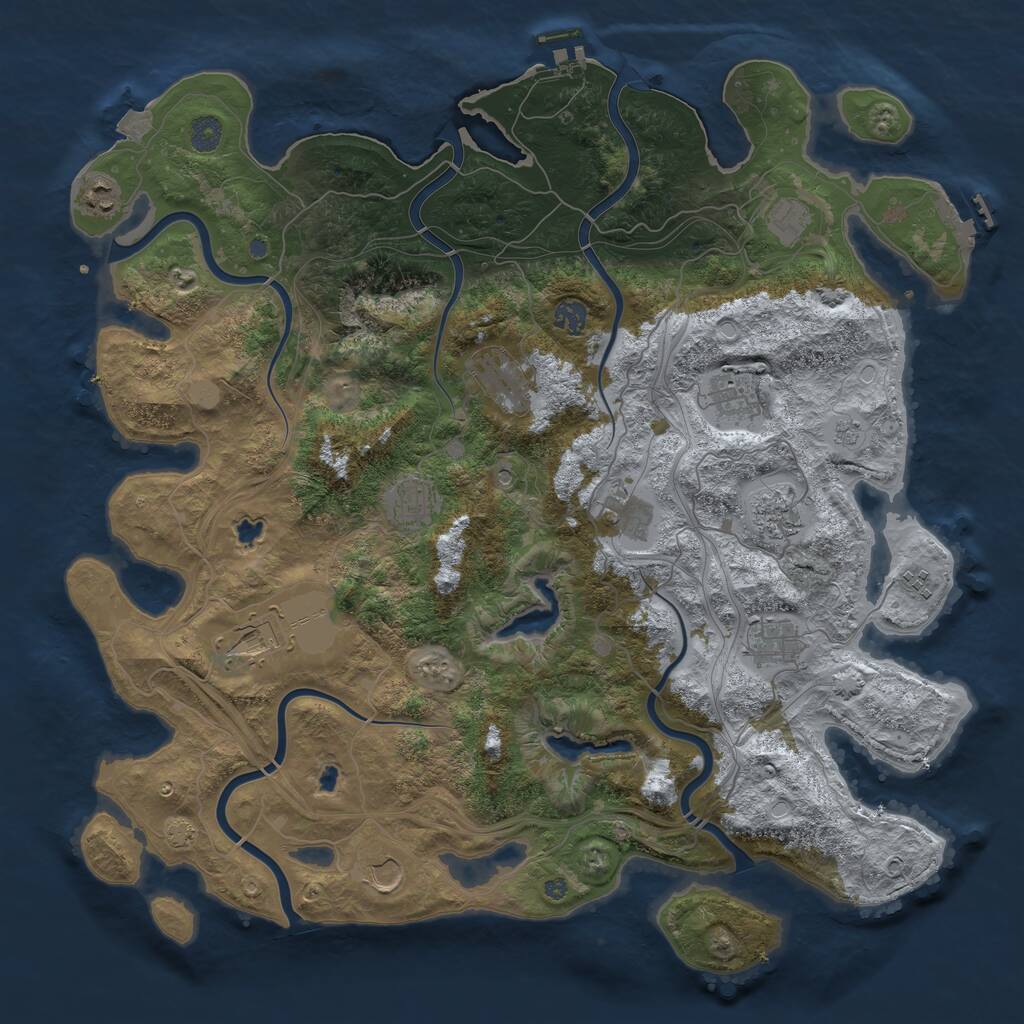 Rust Map: Procedural Map, Size: 4500, Seed: 122937, 17 Monuments