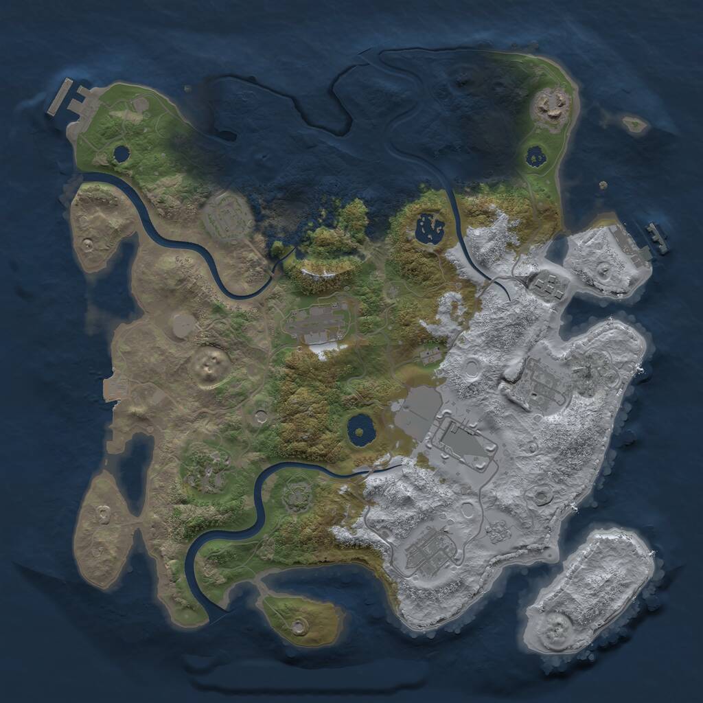 Rust Map: Procedural Map, Size: 3500, Seed: 169864001, 15 Monuments