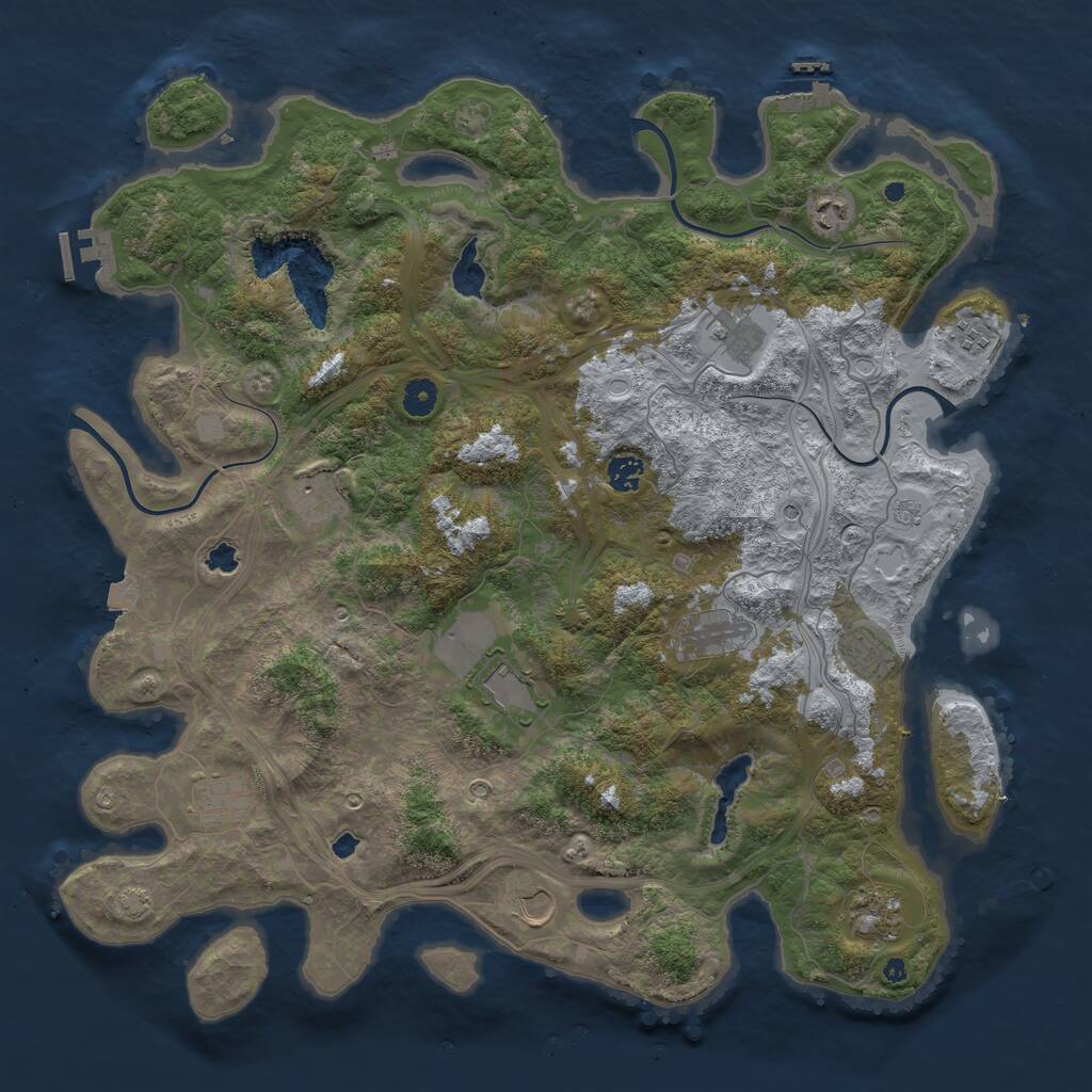 Rust Map: Procedural Map, Size: 4500, Seed: 1377217519, 17 Monuments