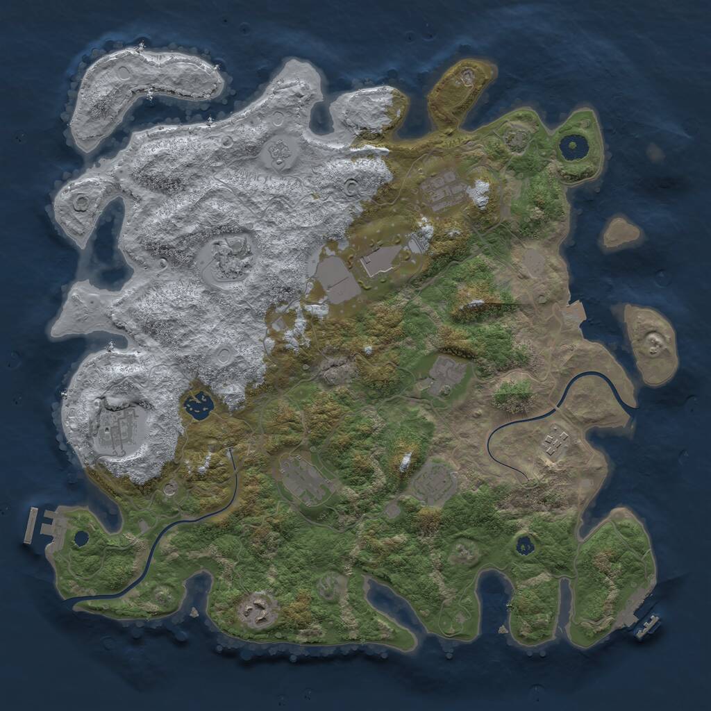 Rust Map: Procedural Map, Size: 3900, Seed: 281033237, 16 Monuments