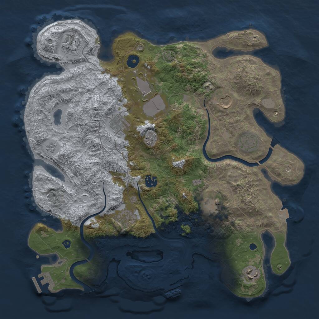 Rust Map: Procedural Map, Size: 3750, Seed: 1018565142, 16 Monuments