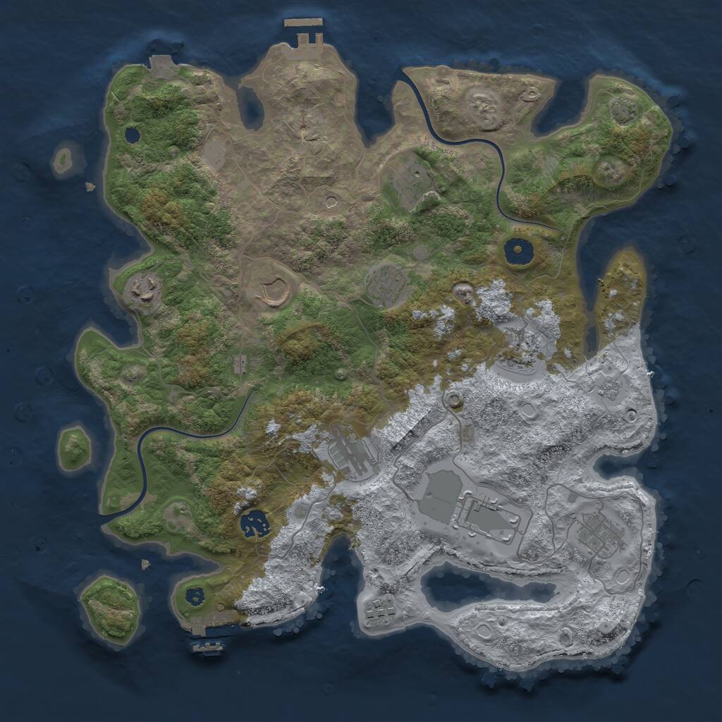 Rust Map: Procedural Map, Size: 3800, Seed: 32971552, 16 Monuments