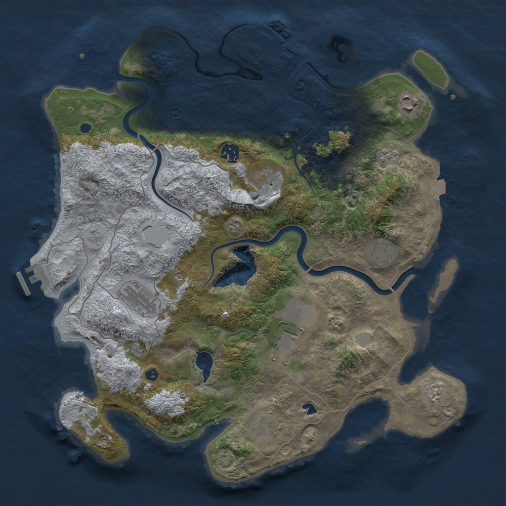 Rust Map: Procedural Map, Size: 4000, Seed: 1161977340, 14 Monuments