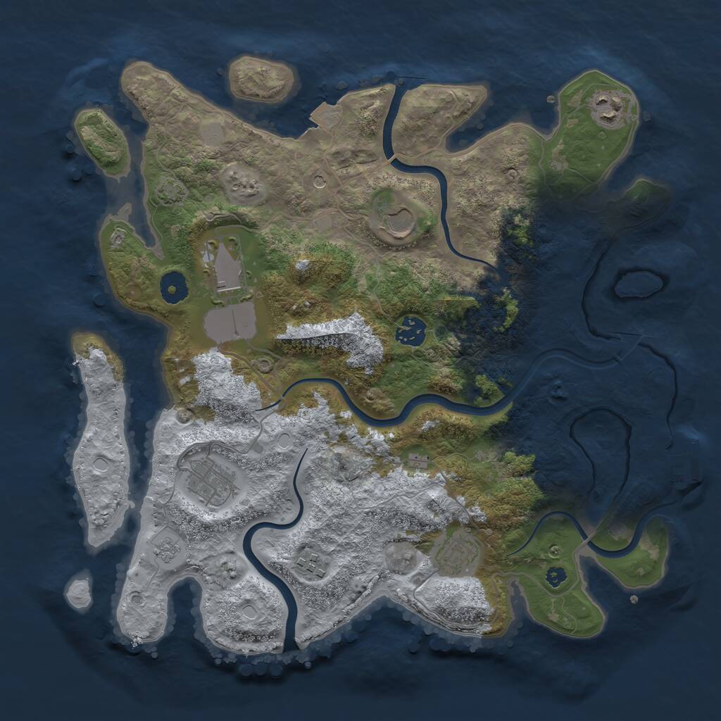 Rust Map: Procedural Map, Size: 3600, Seed: 260316971, 12 Monuments