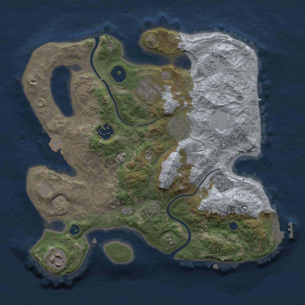 Rust Map: Procedural Map, Size: 3000, Seed: 2096780594, 10 Monuments