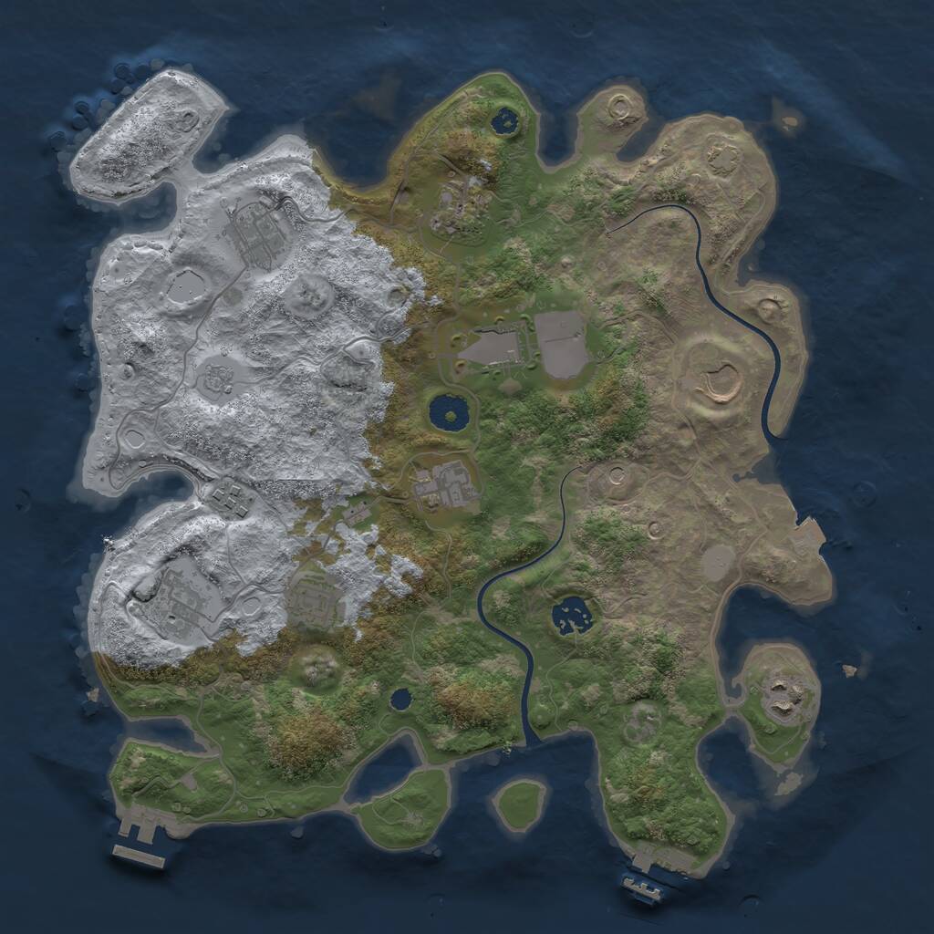 Rust Map: Procedural Map, Size: 3600, Seed: 2410, 16 Monuments