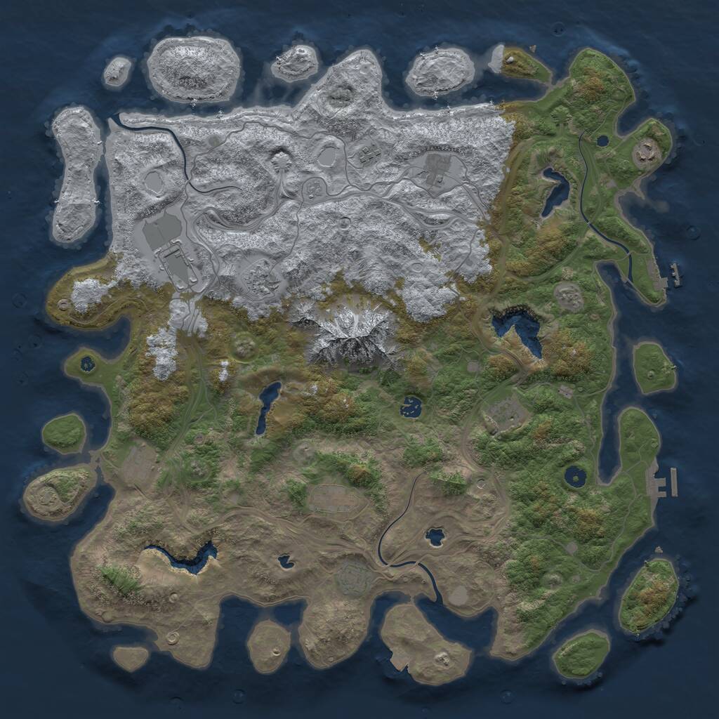 Rust Map: Procedural Map, Size: 5000, Seed: 1254079748, 16 Monuments