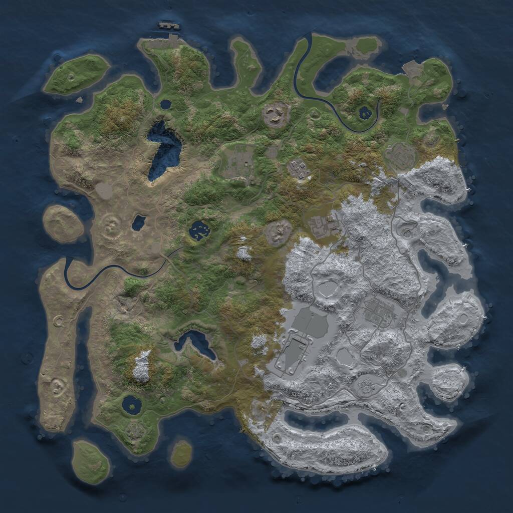 Rust Map: Procedural Map, Size: 4000, Seed: 1995162334, 13 Monuments