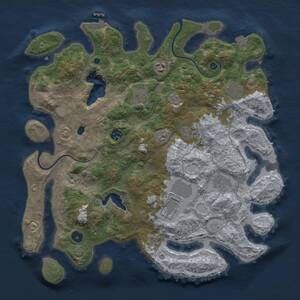 Thumbnail Rust Map: Procedural Map, Size: 4000, Seed: 1995162334, 13 Monuments