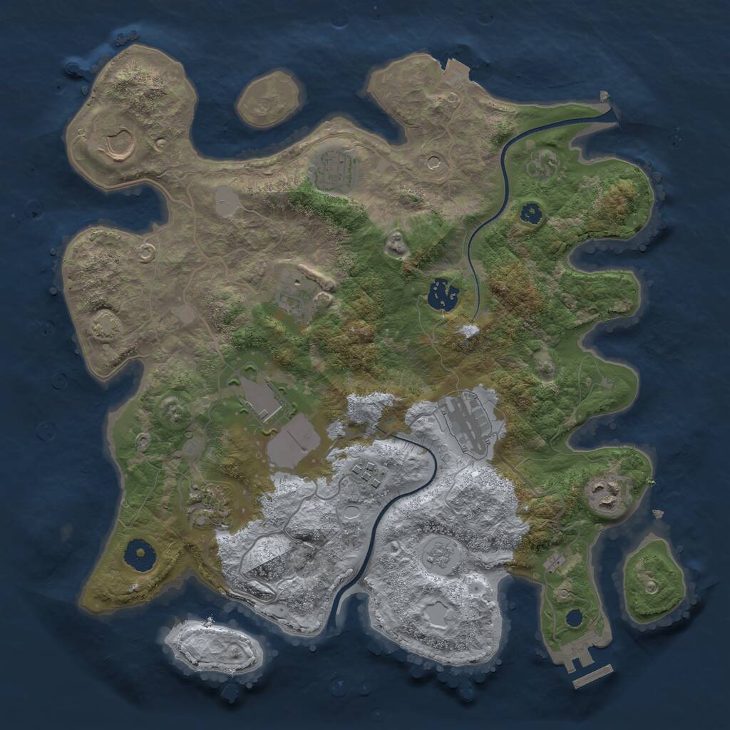 Rust Map: Procedural Map, Size: 3500, Seed: 1553088475, 14 Monuments