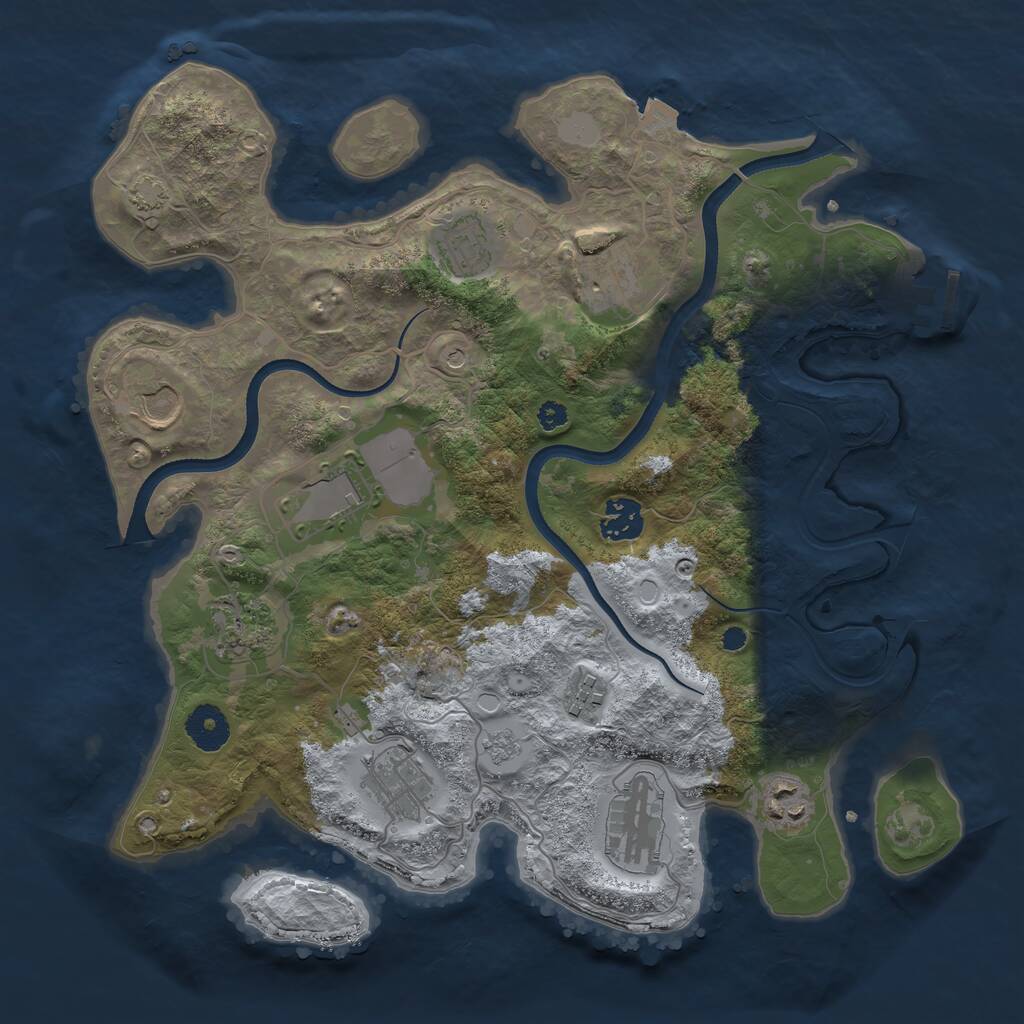 Rust Map: Procedural Map, Size: 3500, Seed: 1553088475, 15 Monuments