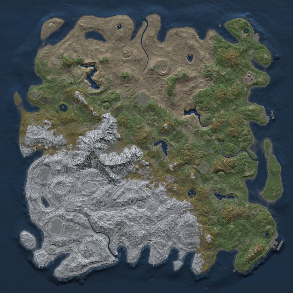 Rust Map: Procedural Map, Size: 5500, Seed: 601853772, 17 Monuments