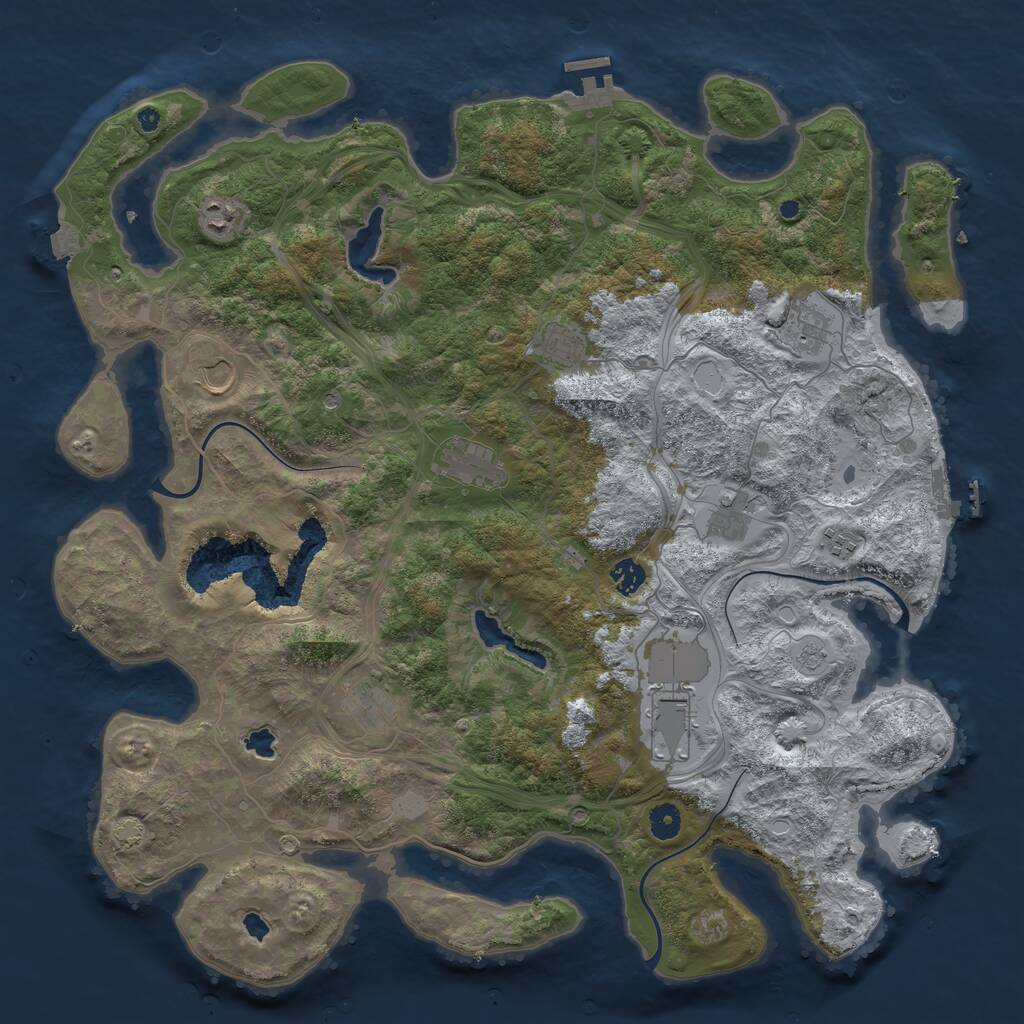 Rust Map: Procedural Map, Size: 4500, Seed: 1300581593, 16 Monuments