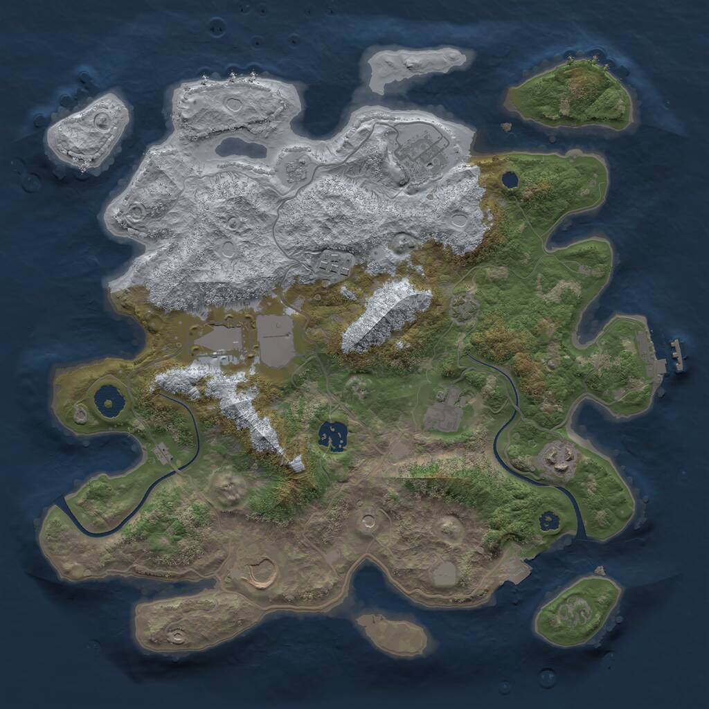 Rust Map: Procedural Map, Size: 3500, Seed: 69955, 12 Monuments